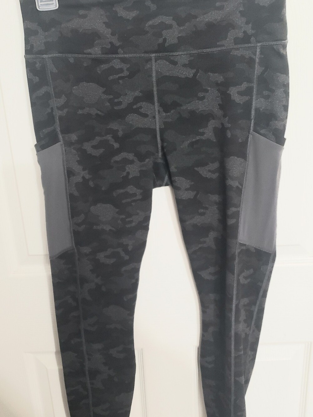 Fabletics Black & Charcoal Camo High-Waist Leggings with Side Pockets